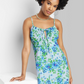 Wild Fable Women's Blue Floral Ruched Linen Slip Dress Size XXS