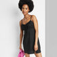 Black Ruched Linen Slip Dress for Women - Wild Fable XS