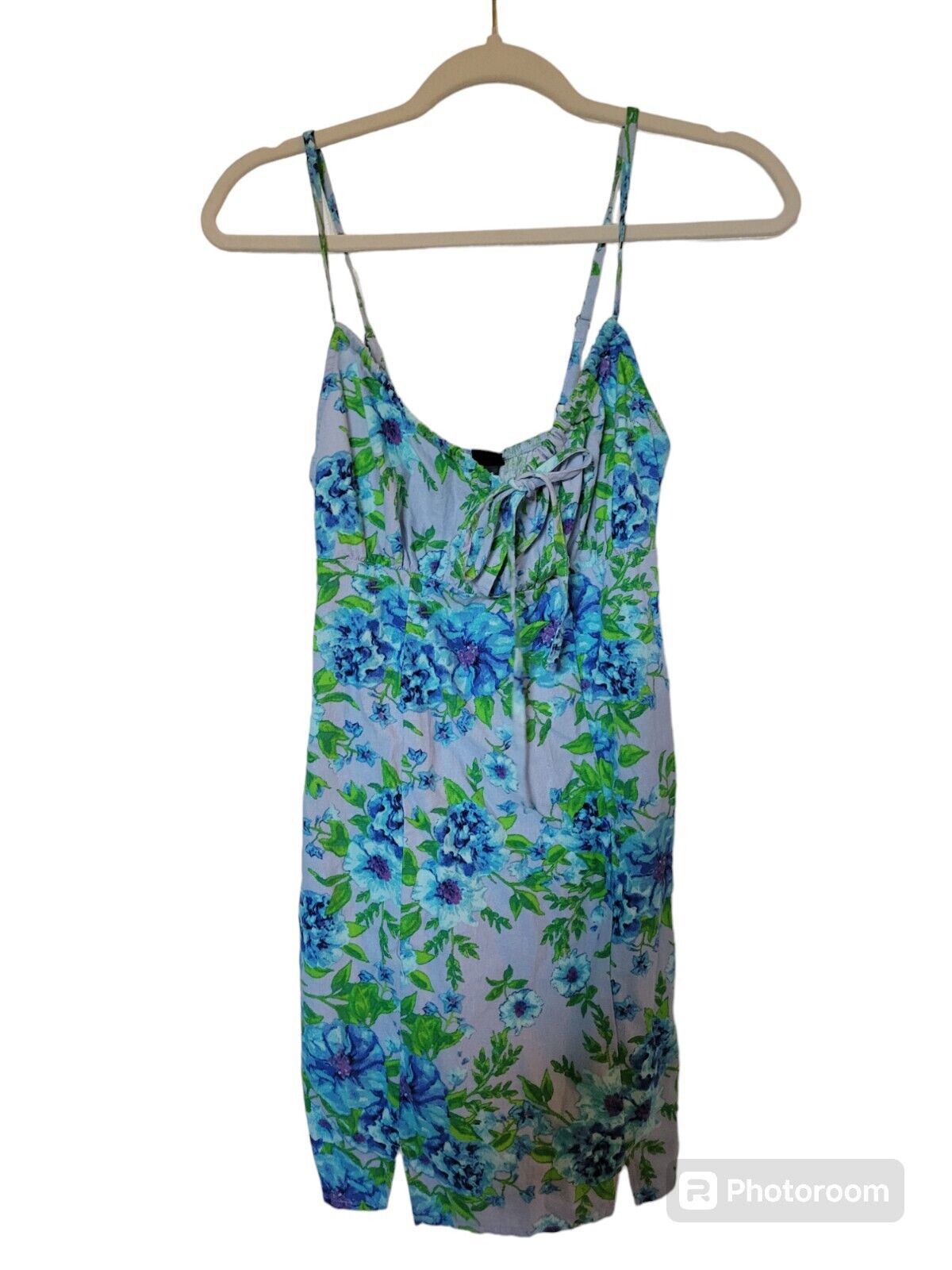 Wild Fable Women's XS Blue Floral Linen Slip Dress