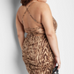 Wild Fable Women's Satin Lace-Up Bodycon Dress in Cognac Tiger Print Size XXL