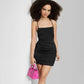 Black Satin Bodycon Dress with Lace-Up Back - Women's XS by Wild Fable