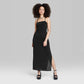 Wild Fable Women's XXS Bodycon Maxi Dress in Black with Lace-Up Back