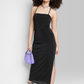 Wild Fable Women's XXS Bodycon Maxi Dress in Black with Lace-Up Back
