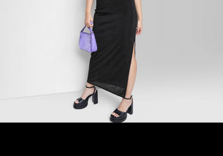 Wild Fable Women's XXS Bodycon Maxi Dress in Black with Lace-Up Back