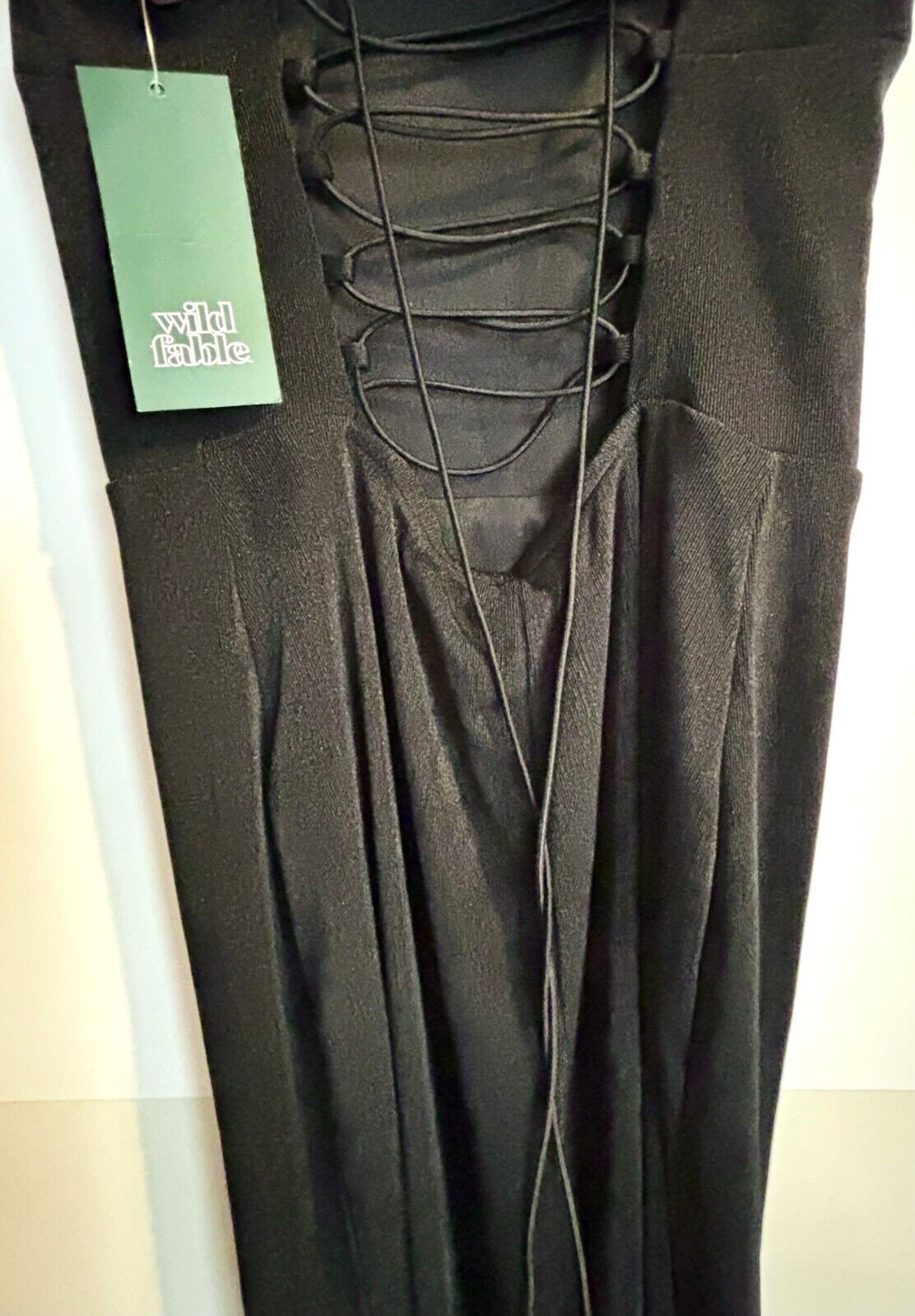 Wild Fable Black Lace-Up Maxi Dress for Women - Size XS