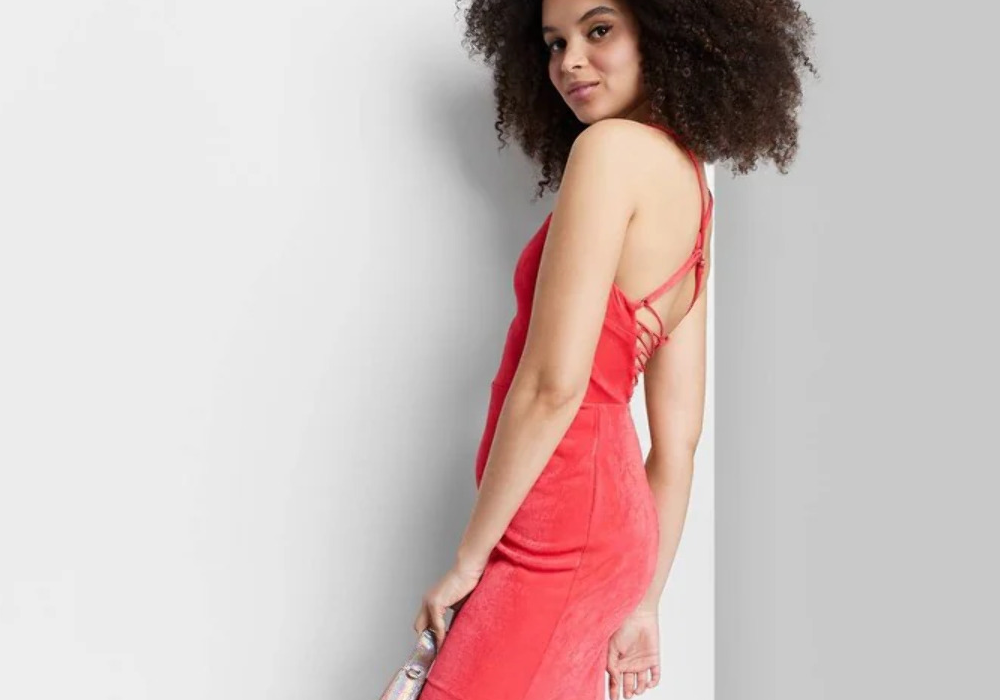 Wild Fable Red Maxi Bodycon Dress with Lace-Up Back - Size S Women's
