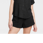 Black Linen Shirt for Women - Size M with Short Sleeves and Buttons, Universal Thread