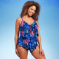 Floral Print Aqua Green Tiered Tankini Top for Women - UPF 50 - Size L