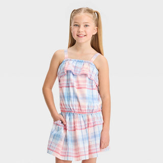 Girls Plaid Tank Top in Red White Blue Size XL - Cat & Jack