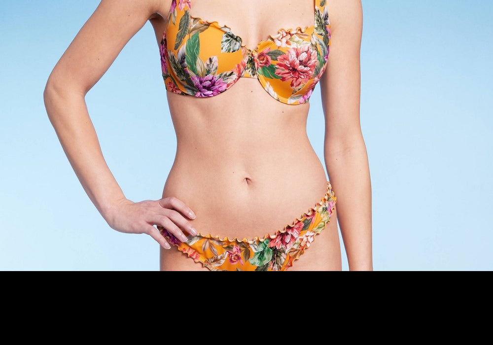 Shade & Shore Lightly Lined Ruffle Bikini Top - Women's Orange 36B