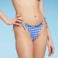 Wild Fable Women's Ultra High Leg Bikini Bottom - Cobalt Blue Gingham XS