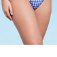 Wild Fable Women's Ultra High-Leg Bikini Bottom in Cobalt Blue Gingham Size XL