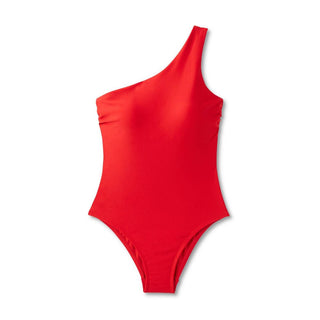 Kona Sol Women's One Shoulder Swimsuit Red L - Medium Coverage with Tummy Control