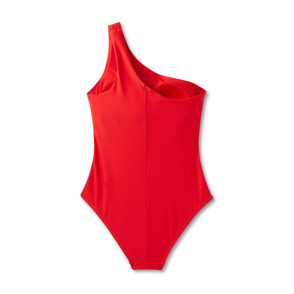 Kona Sol Women's One Shoulder Swimsuit Red L - Medium Coverage with Tummy Control