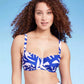 Kona Sol Women's Underwire Bikini Top - Coral Print Blue Size M