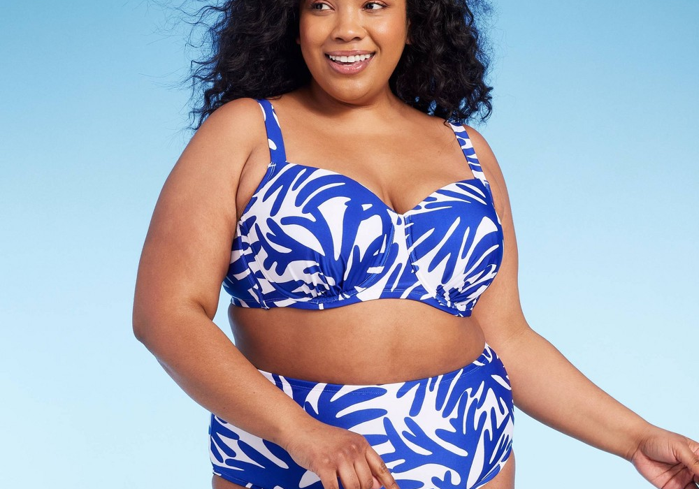 Kona Sol Women's Blue Underwire Bikini Top Size 16