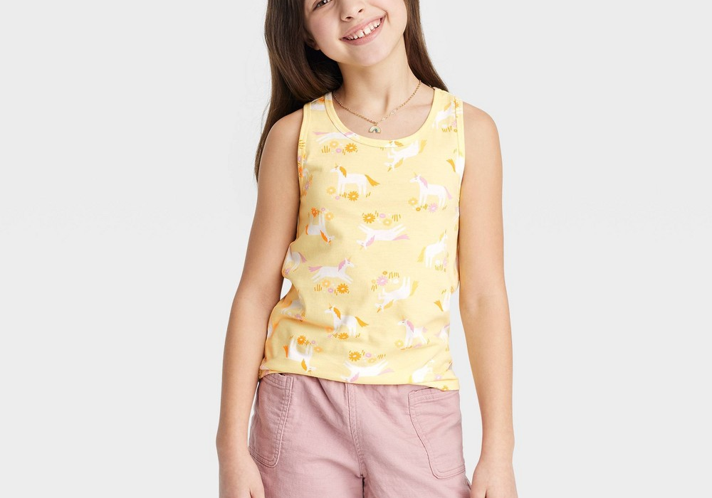 Cat & Jack Yellow Girls Relaxed Fit Tank Top Size S