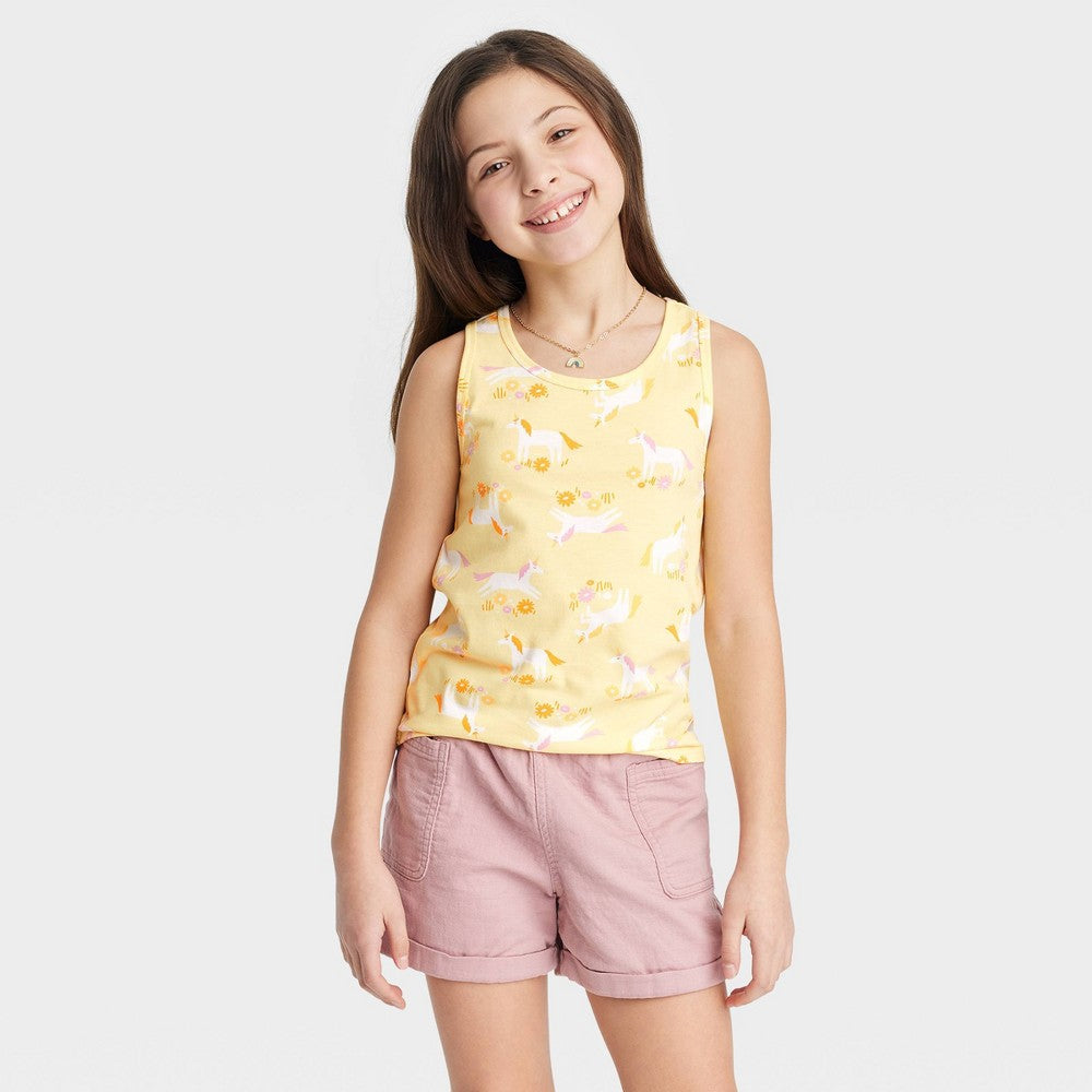 Cat & Jack Yellow Girls Relaxed Fit Tank Top Size S
