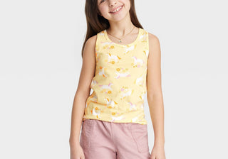 Cat & Jack Yellow Girls Relaxed Fit Tank Top Size S