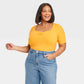 Ava & Viv Women's Top in Mango Orange Slim Fit Sweetheart Neck 2X
