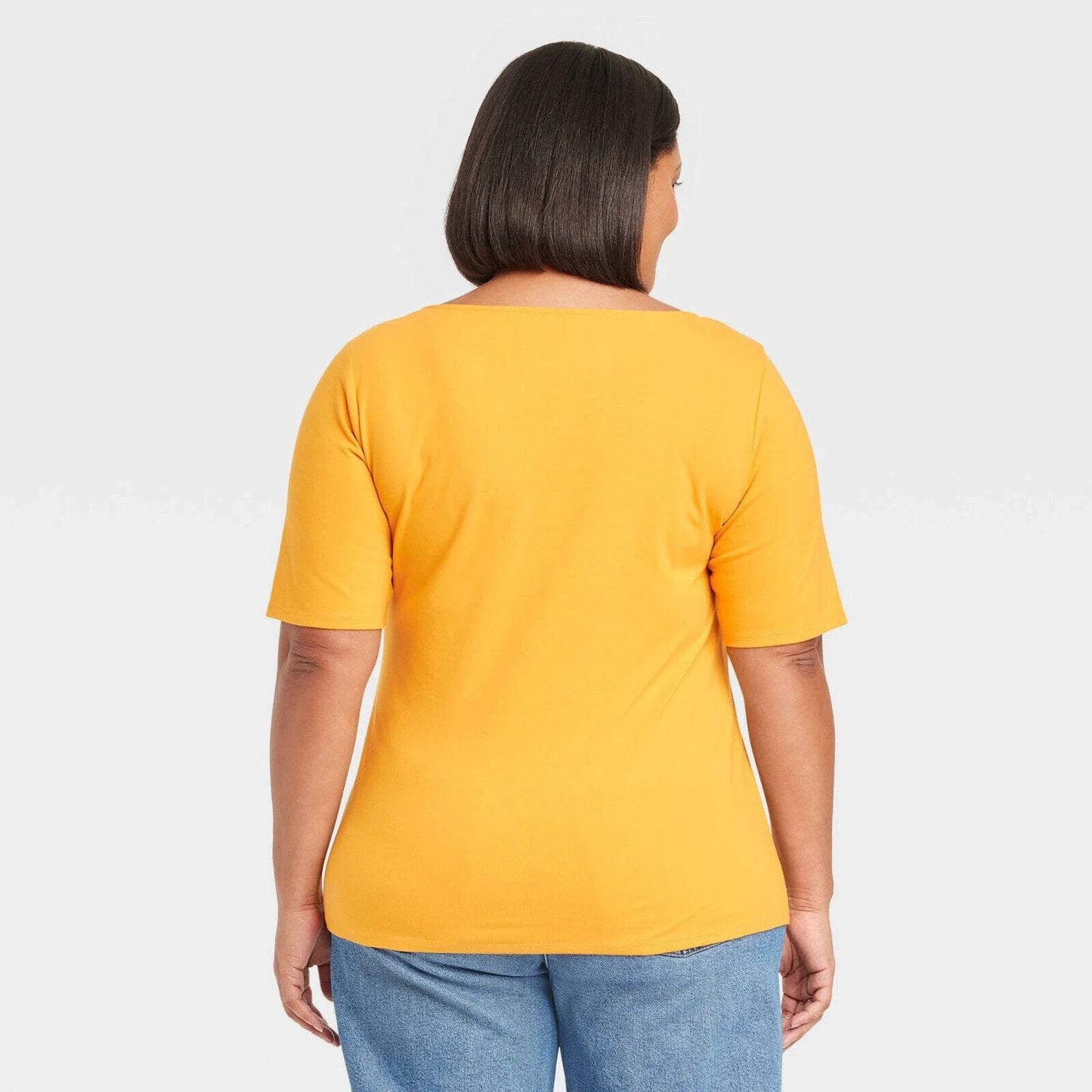 Ava & Viv Women's Top in Mango Orange Slim Fit Sweetheart Neck 2X