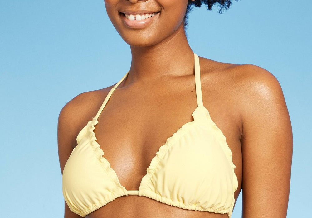 Wild Fable Women's Yellow Ruffle Triangle Bikini Top Size S