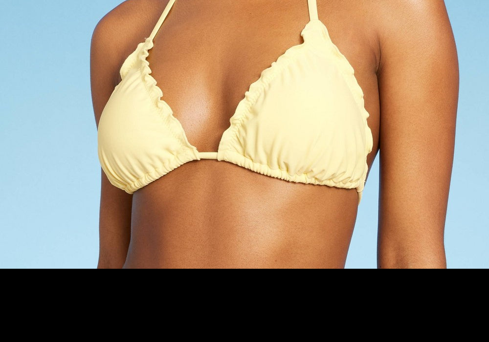 Wild Fable Women's Yellow Ruffle Triangle Bikini Top Size S