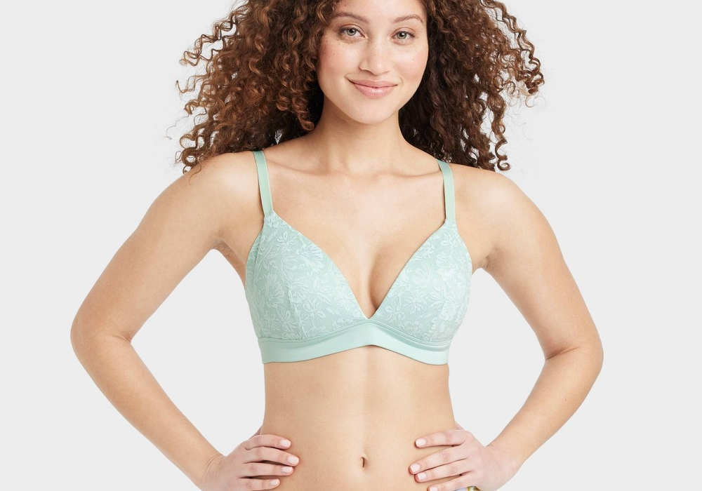 Green Auden Lace Wirefree Plunge Bra for Women Size 38D