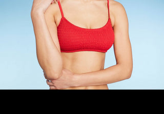 Wild Fable Red Smocked Bralette Bikini Top for Women Size M