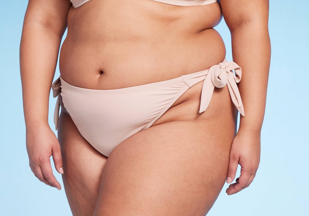 Wild Fable Women's High Leg Bikini Bottom Brown 2X with Side Tie