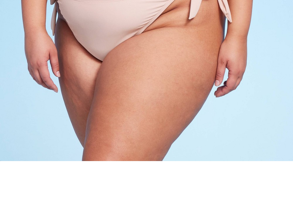 Wild Fable Women's High Leg Bikini Bottom Brown 2X with Side Tie