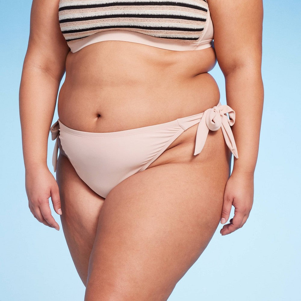 Wild Fable Women's High Leg Bikini Bottom Brown 2X with Side Tie