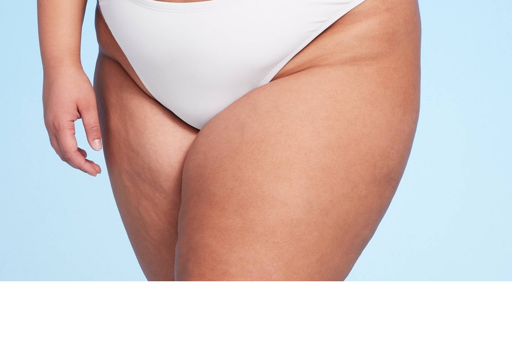 Wild Fable White Women's Bikini Bottom Scoop Front Ultra High Leg Cheeky Size 2X