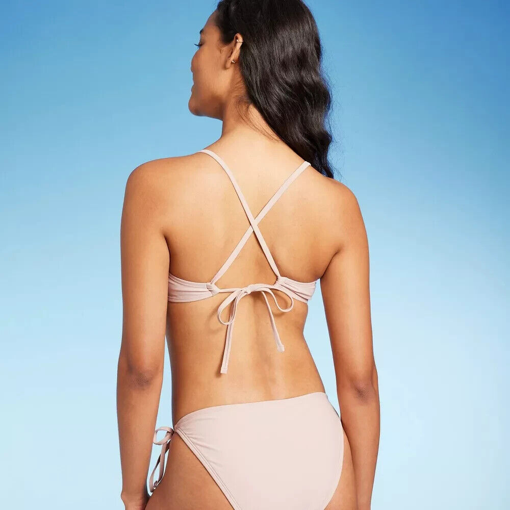 Wild Fable Women's Brown Striped Crochet Bralette Bikini Top Size S