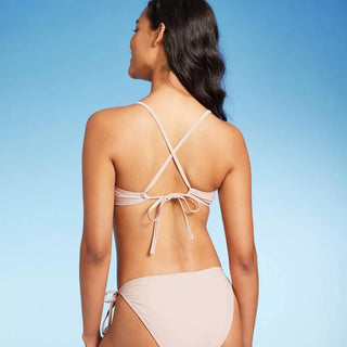 Wild Fable Women's Brown Striped Crochet Bralette Bikini Top Size S