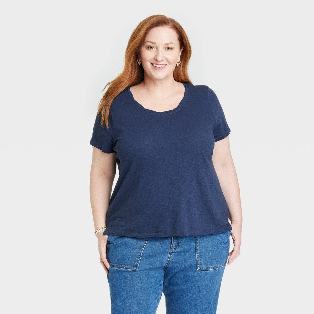 Knox Rose Blue Short Sleeve T-Shirt Women's Plus Size XXL
