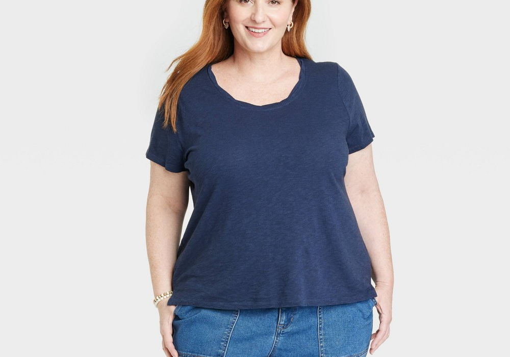 Knox Rose Blue Short Sleeve T-Shirt Women's Plus Size XXL
