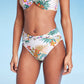 Shade & Shore Women's High Waist Twist-Front Bikini Bottom - Tropical Cream Print Size S