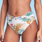 Shade & Shore Women's High Waist Twist-Front Bikini Bottom - Tropical Cream Print Size S