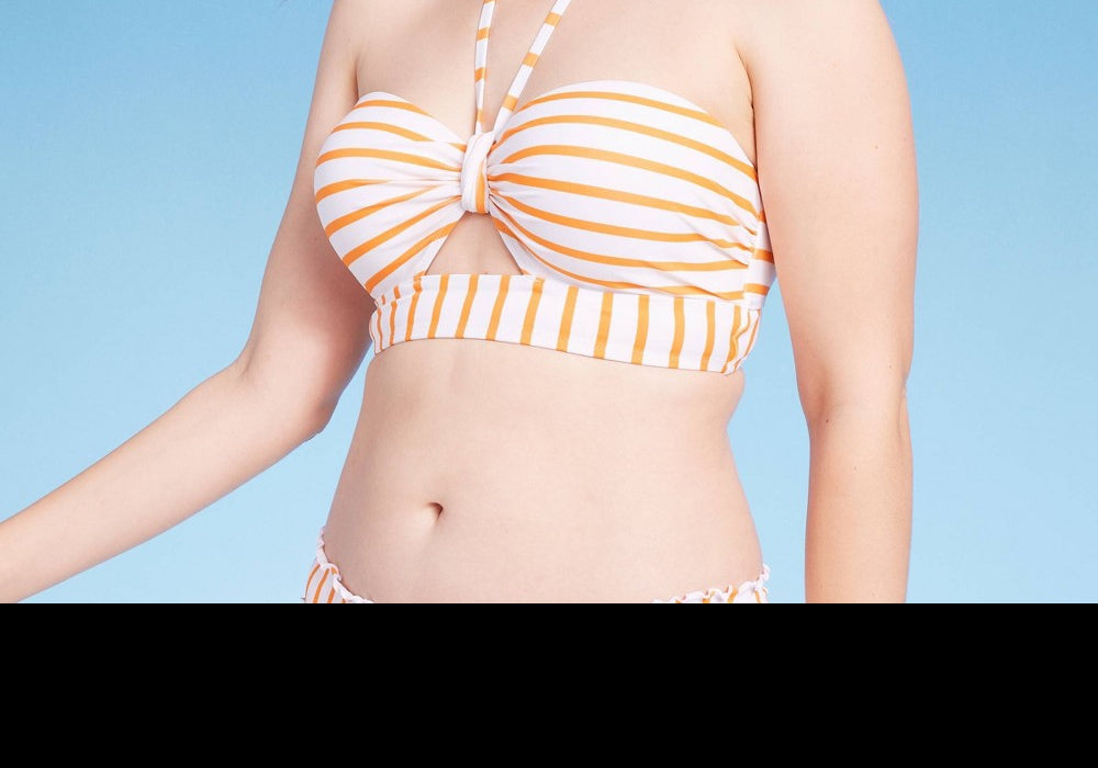 Shade & Shore Women's Orange Keyhole Bikini Top Lightly Lined Size 36C