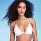 Shade & Shore White Underwire Bikini Top with Ruffle Trim - Women's Size 34DD