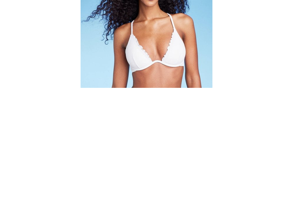 Shade & Shore White Underwire Bikini Top with Ruffle Trim - Women's Size 34DD