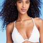 Shade & Shore White Underwire Bikini Top with Ruffle Trim - Women's Size 34DD