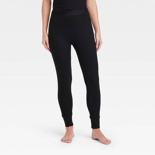 Soft Ribbed Women's Pajama Pants in Black - Size XL, Stars Above