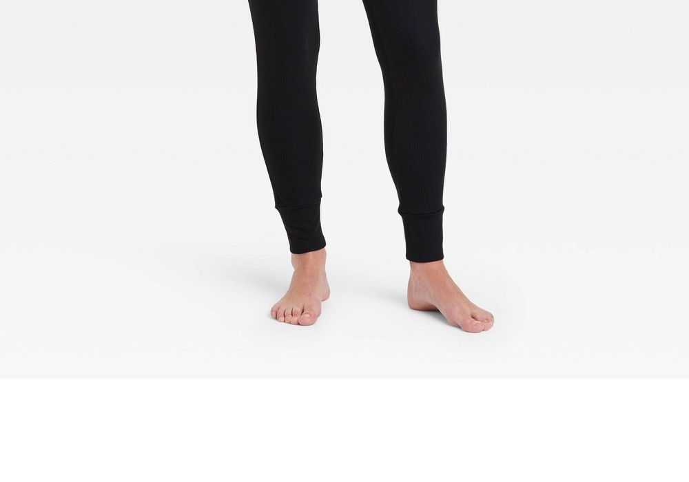 Soft Ribbed Women's Pajama Pants in Black - Size XL, Stars Above