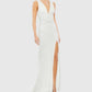 Mac Duggal - V-neck Sequin Wrap Waist Gown