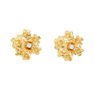 Golden Odyssey for Brilliante Cubic Zirconia Floral Design Stud Earrings