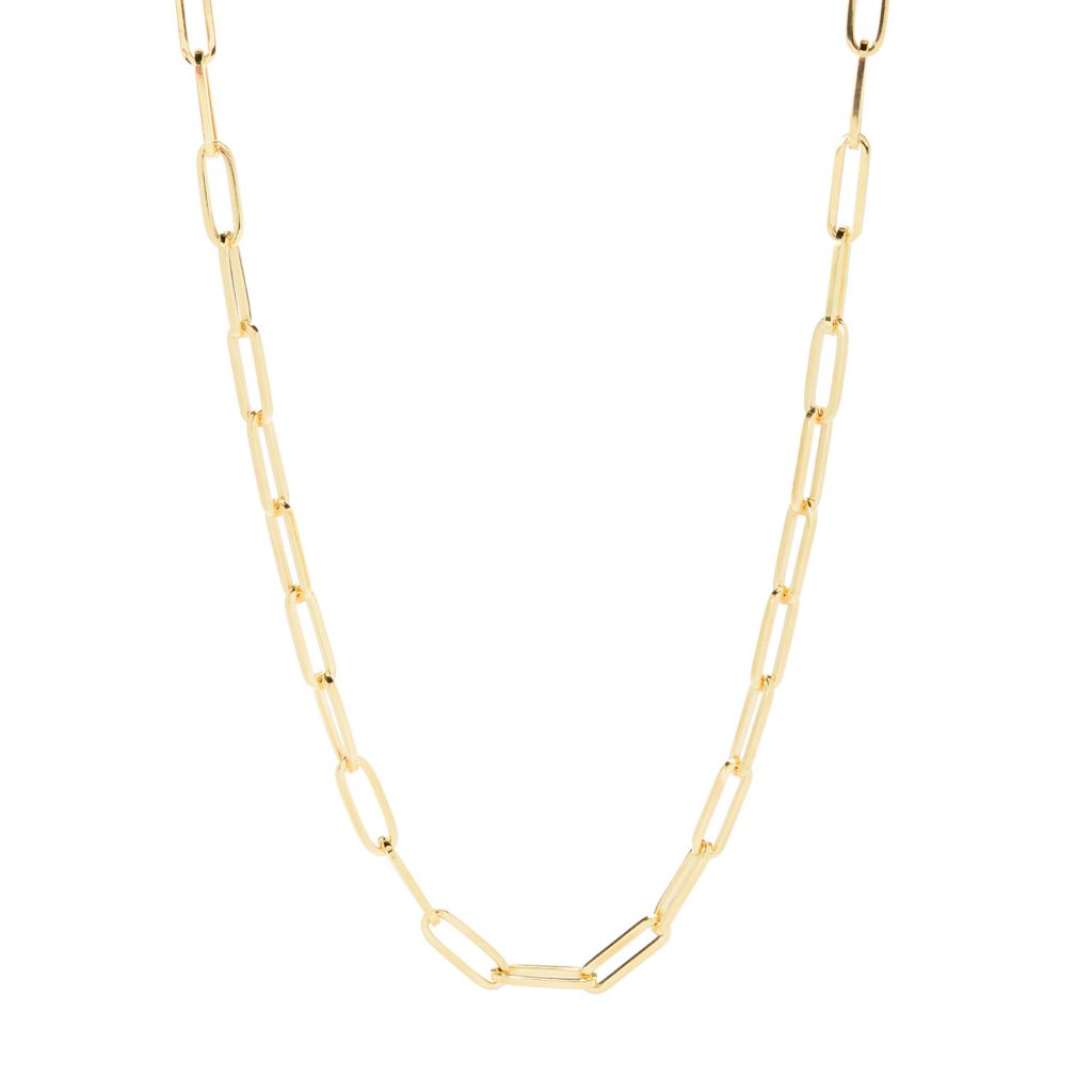 OroMio 14K Gold & Sterling Silver Tubing Choice of Length Paperclip Link Necklace