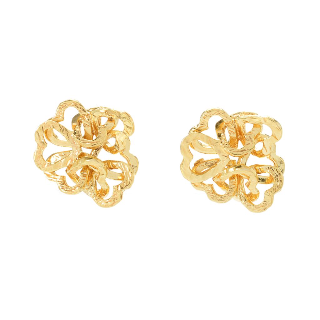Golden Odyssey 14K Gold Plated Interlocking Heart Stud Earrings