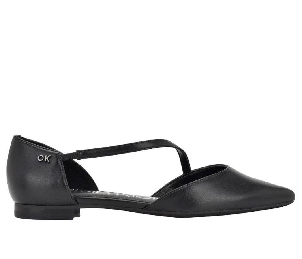Calvin Klein Women's Sannie D'orsay Pointed Toe Flat Black Size 8.5 M